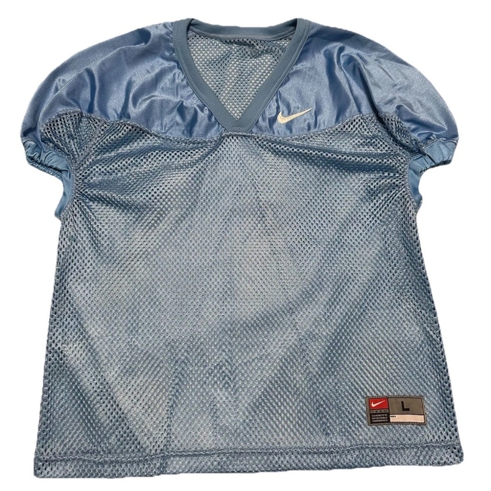 Nike Mesh Sleeveless Mens Jersey Shirt Blue Sz Large Basketball Gym V Neck VTG
